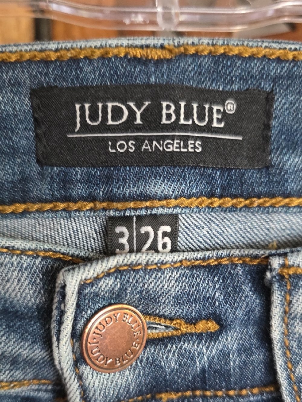Judy Blue Medium Blue Distressed Slim Jeans - Picture 2 of 5